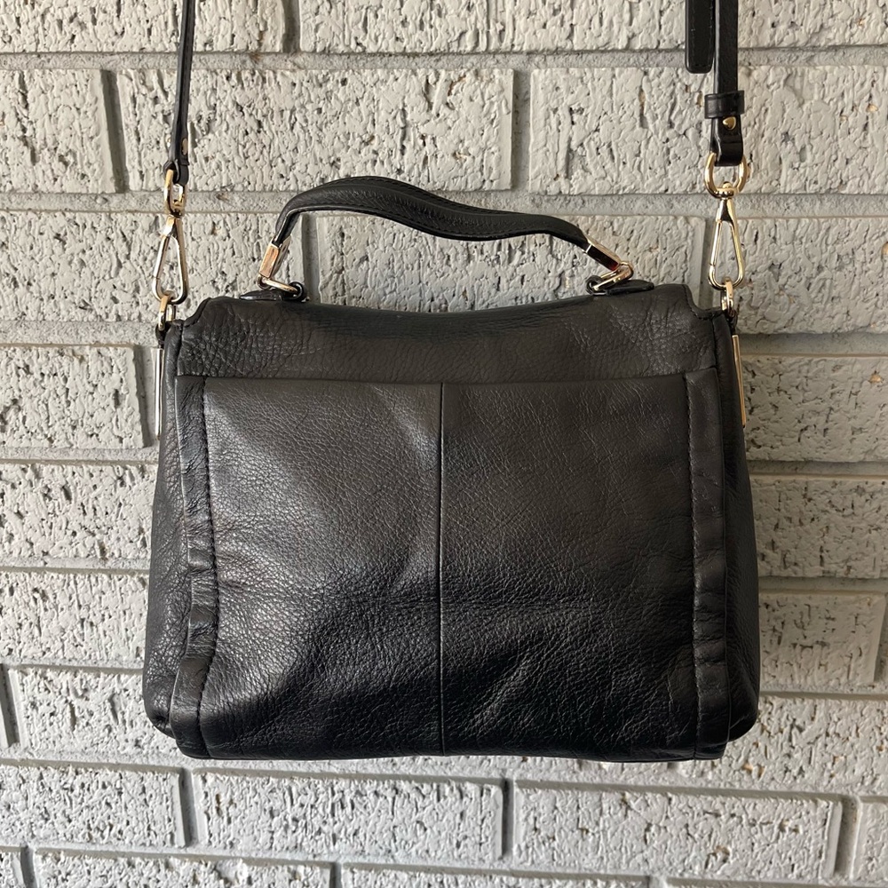 Coach Madison Small Sadie Leather Flap Satchel Bag Black Gold 26624 - Picture 6 of 9